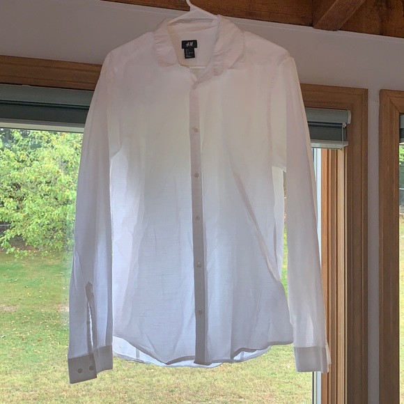 Men’s white large button down shirt from H&M - Picture 1 of 4